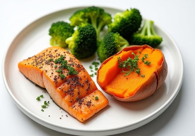 Obiad z łososiem i brokułami dla diabetyków